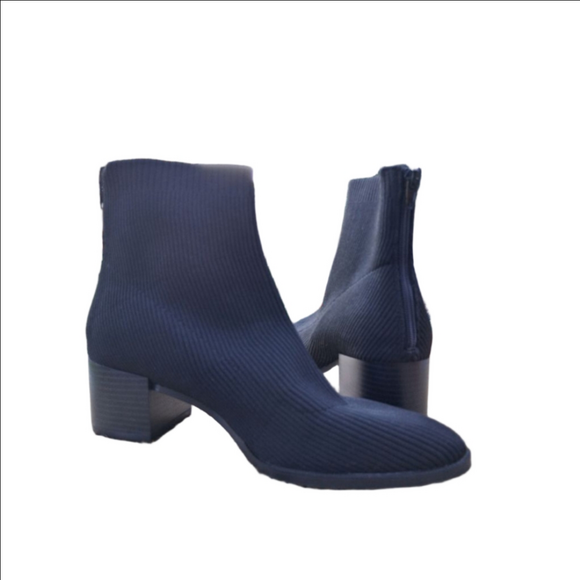 Life Stride Shoes - LifeStride Soft System "Dreamy" Black Ribbed Knit Ankle Boots Booties Size 9.5